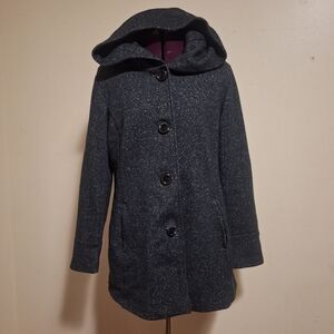 Detail Intl Women's Hooded Pea Coat in Charcoal